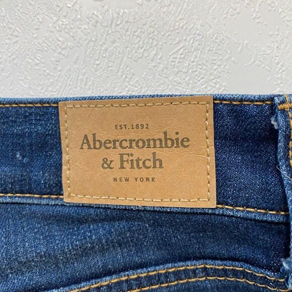Abercrombie & Fitch Distressed Skinny Jeans Women’s W25 L29 Dark Wash Ripped Kne - Picture 7 of 9